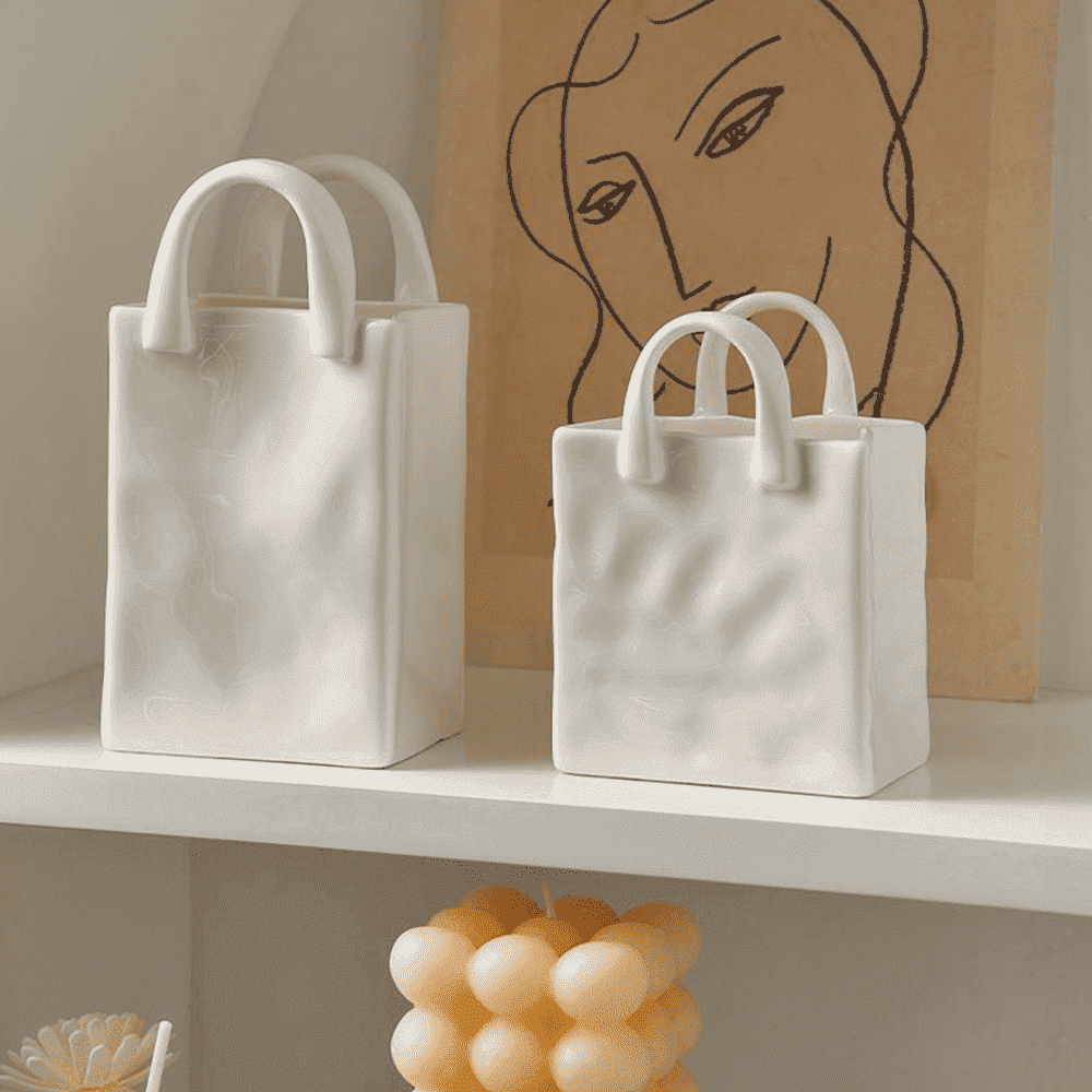 Vase Handbag-Shaped Porcelain Tabletop