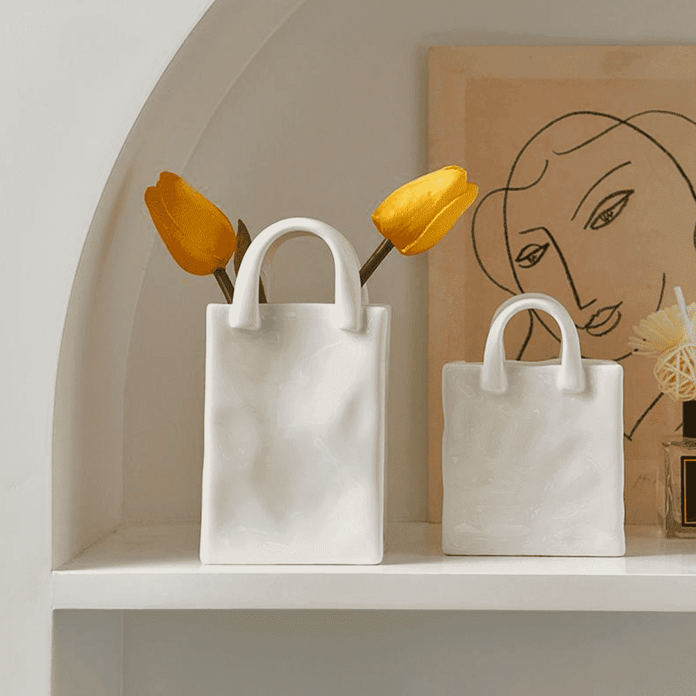 Vase Handbag-Shaped Porcelain Tabletop