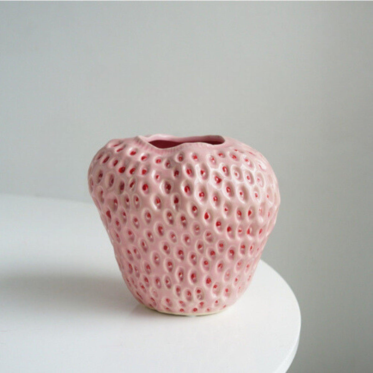Vase Strawberry Shaped Glazed Ceramic