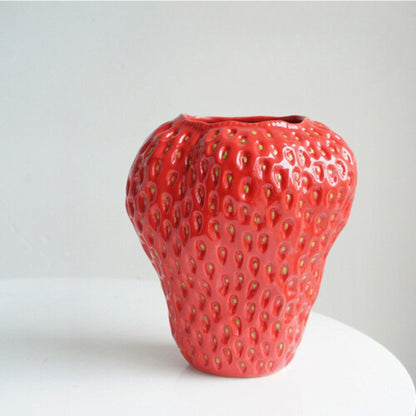 Vase Strawberry Shaped Glazed Ceramic