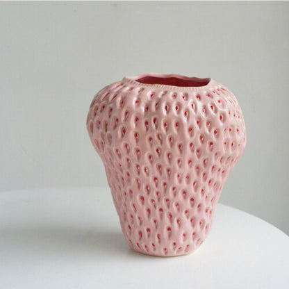 Vase Strawberry Shaped Glazed Ceramic