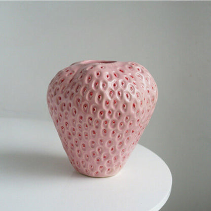 Vase Strawberry Shaped Glazed Ceramic
