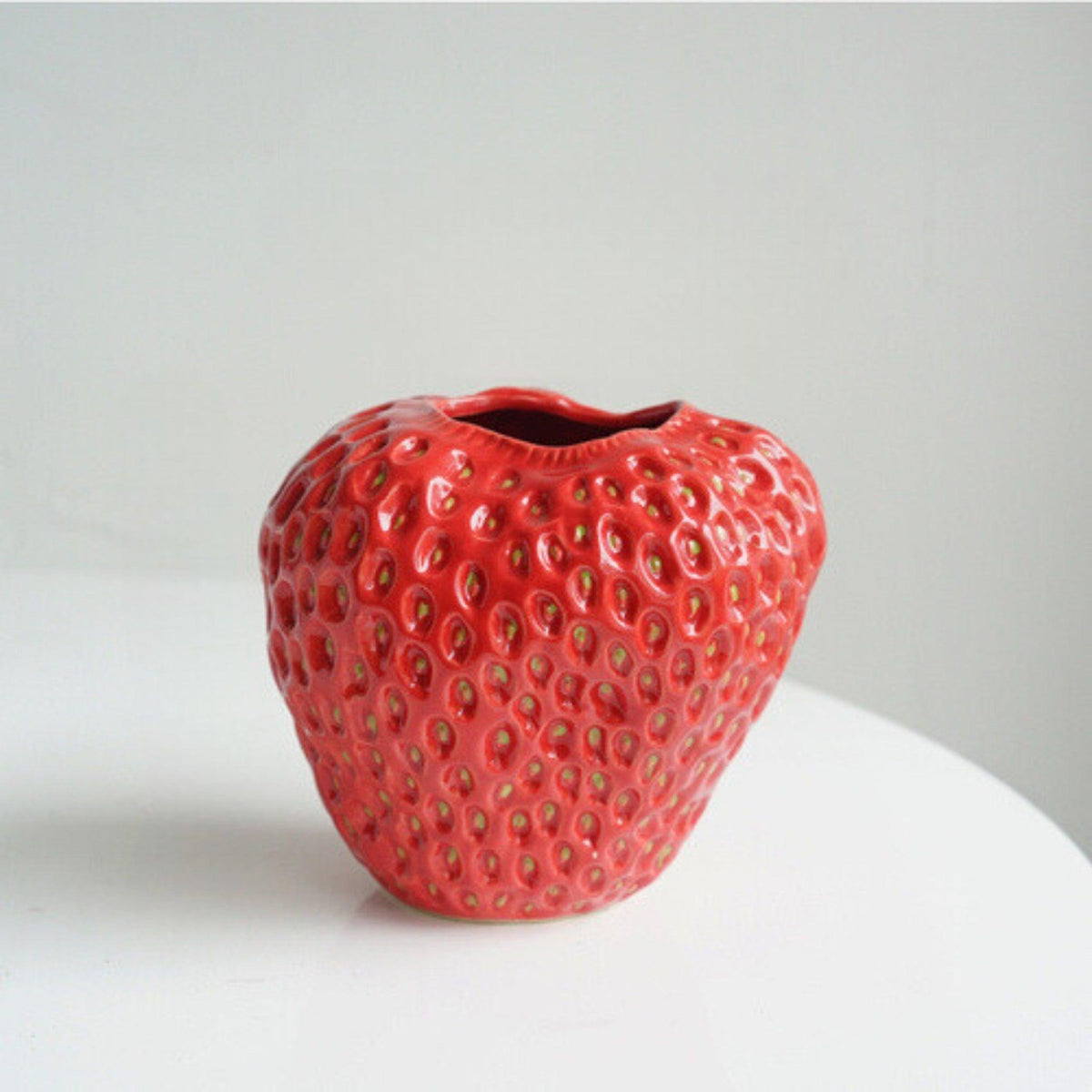 Vase Strawberry Shaped Glazed Ceramic