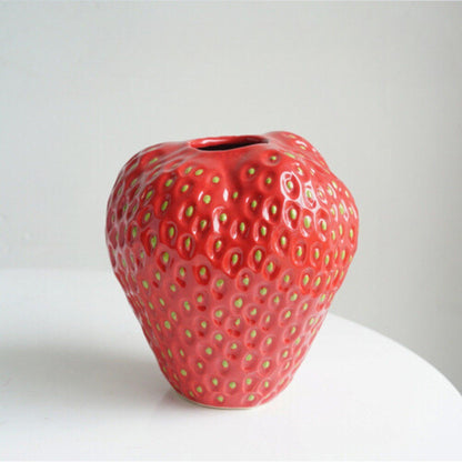 Vase Strawberry Shaped Glazed Ceramic