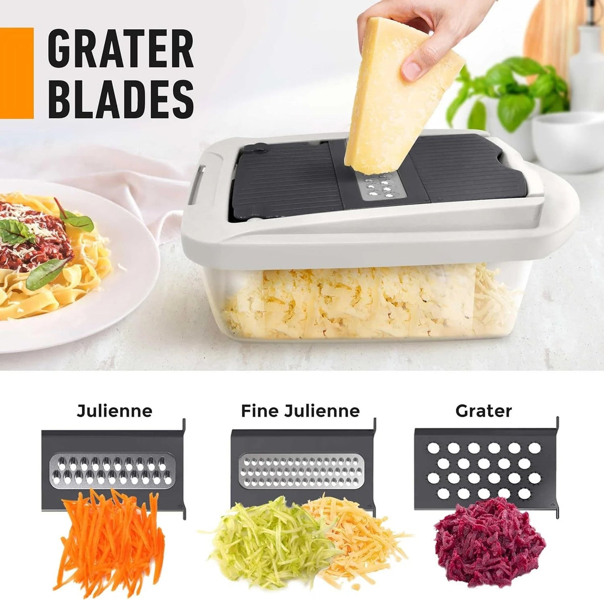 Vegetable Cutter 8 Interchangeable Stainless Steel Blades & Container
