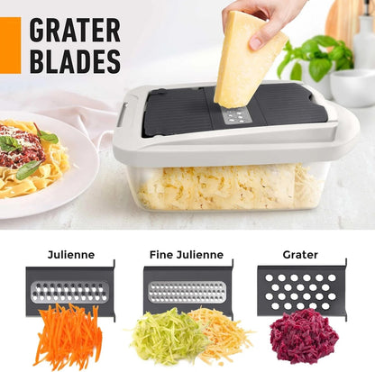 Vegetable Cutter 8 Interchangeable Stainless Steel Blades & Container