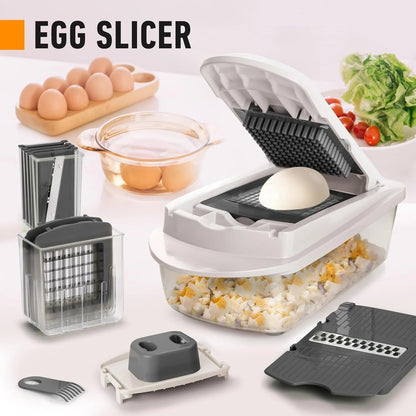 Vegetable Cutter 8 Interchangeable Stainless Steel Blades & Container