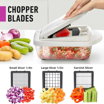 Vegetable Cutter 8 Interchangeable Stainless Steel Blades & Container
