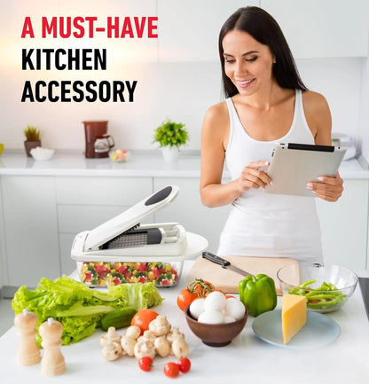 Vegetable Cutter 8 Interchangeable Stainless Steel Blades & Container