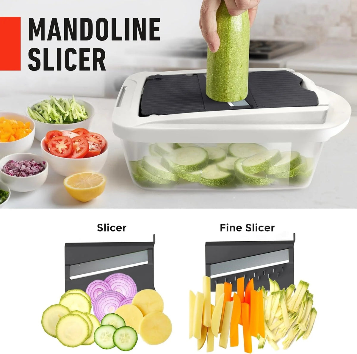 Vegetable Cutter 8 Interchangeable Stainless Steel Blades & Container