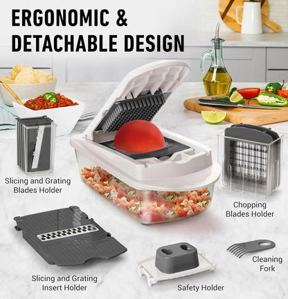 Vegetable Cutter 8 Interchangeable Stainless Steel Blades & Container