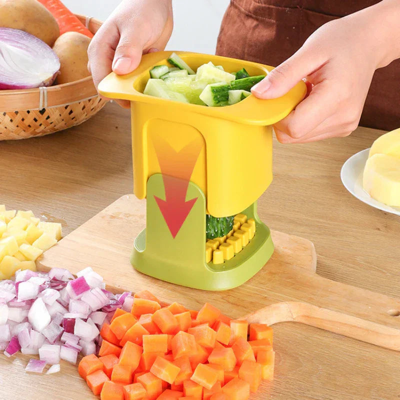Vegetable Cutter One-Hand Press & Stainless Steel Blades
