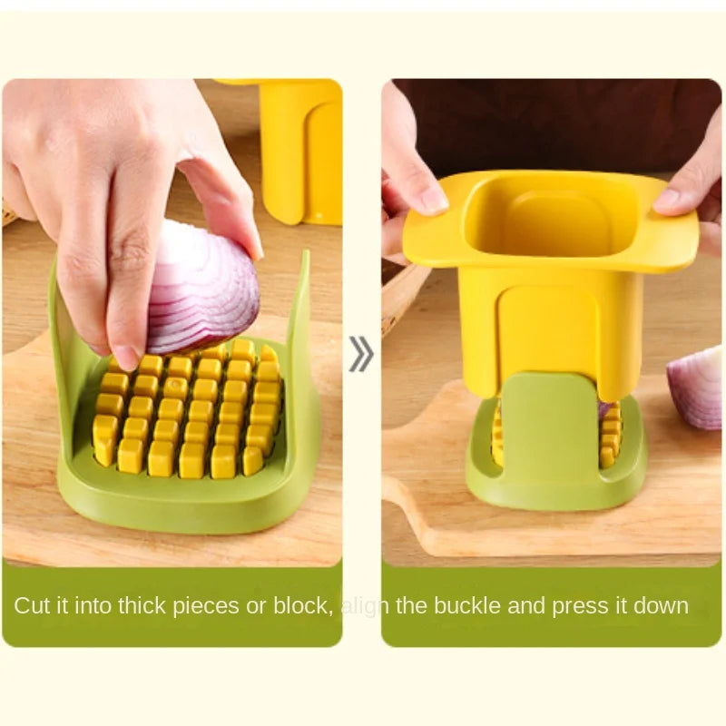 Vegetable Cutter One-Hand Press & Stainless Steel Blades