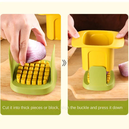 Vegetable Cutter One-Hand Press & Stainless Steel Blades