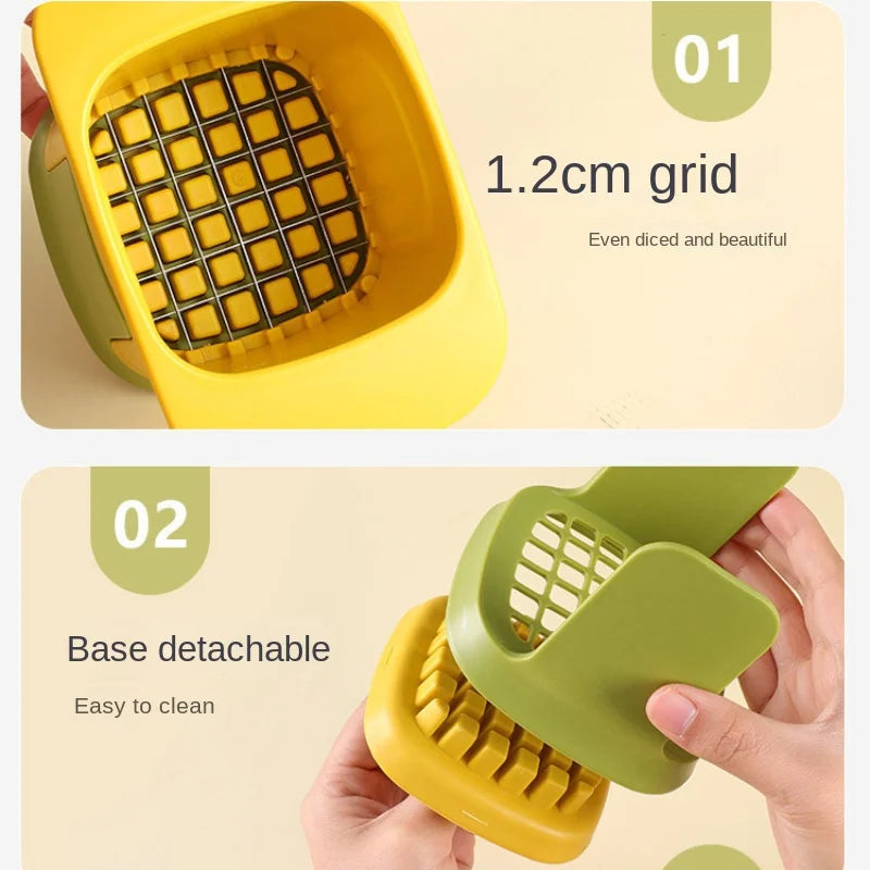Vegetable Cutter One-Hand Press & Stainless Steel Blades