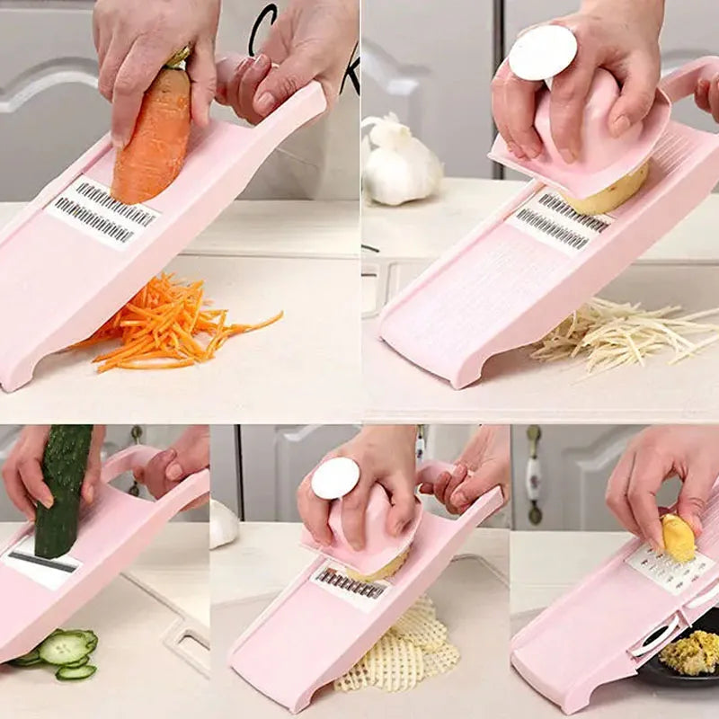 Vegetable Slicer Stainless Steel Blades Ergonomic Non-Slip Handle