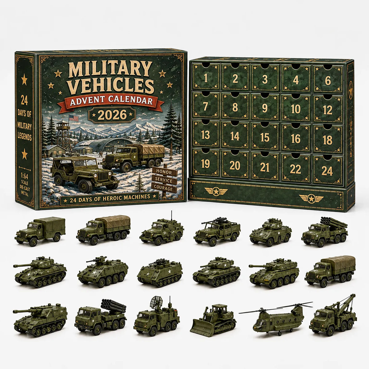 Vehicle Advent Calendar Cast Metal 24-Piece Set