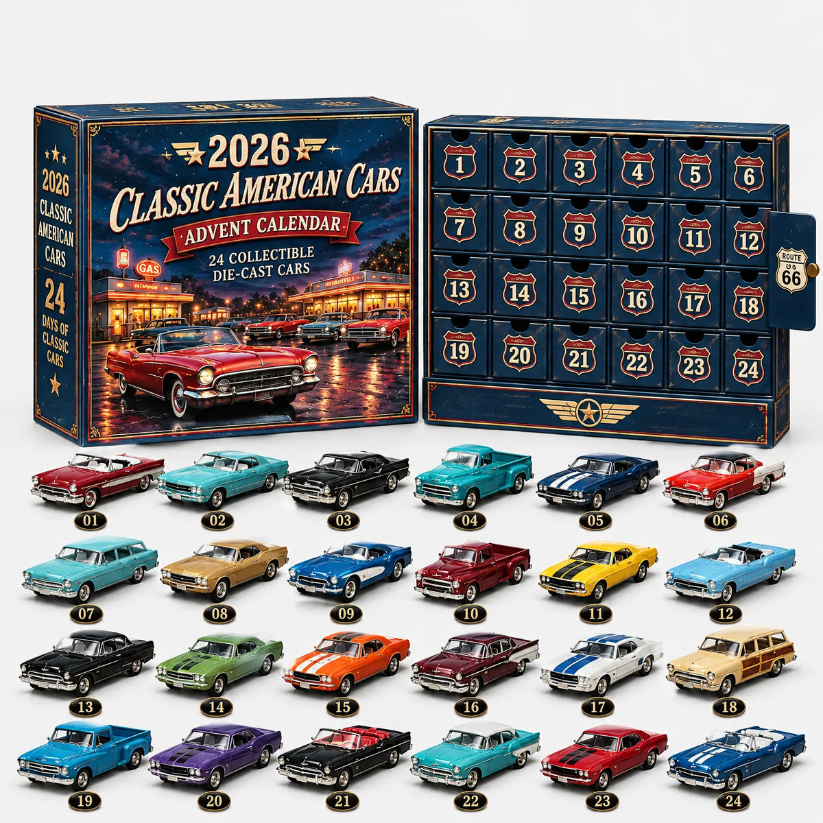 Vehicle Advent Calendar Cast Metal 24-Piece Set