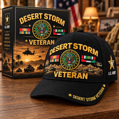 Veteran Baseball Cap Desert Storm Tribute Adjustable Fit Curved Brim