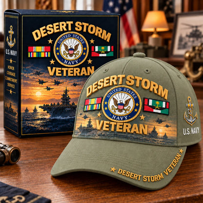 Veteran Baseball Cap Desert Storm Tribute Adjustable Fit Curved Brim