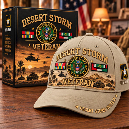 Veteran Baseball Cap Desert Storm Tribute Adjustable Fit Curved Brim