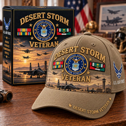Veteran Baseball Cap Desert Storm Tribute Adjustable Fit Curved Brim