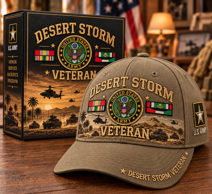 Veteran Baseball Cap Desert Storm Tribute Adjustable Fit Curved Brim