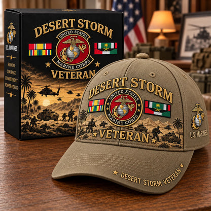 Veteran Baseball Cap Desert Storm Tribute Adjustable Fit Curved Brim