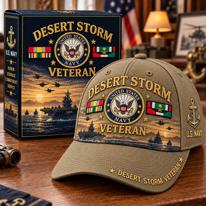 Veteran Baseball Cap Desert Storm Tribute Adjustable Fit Curved Brim