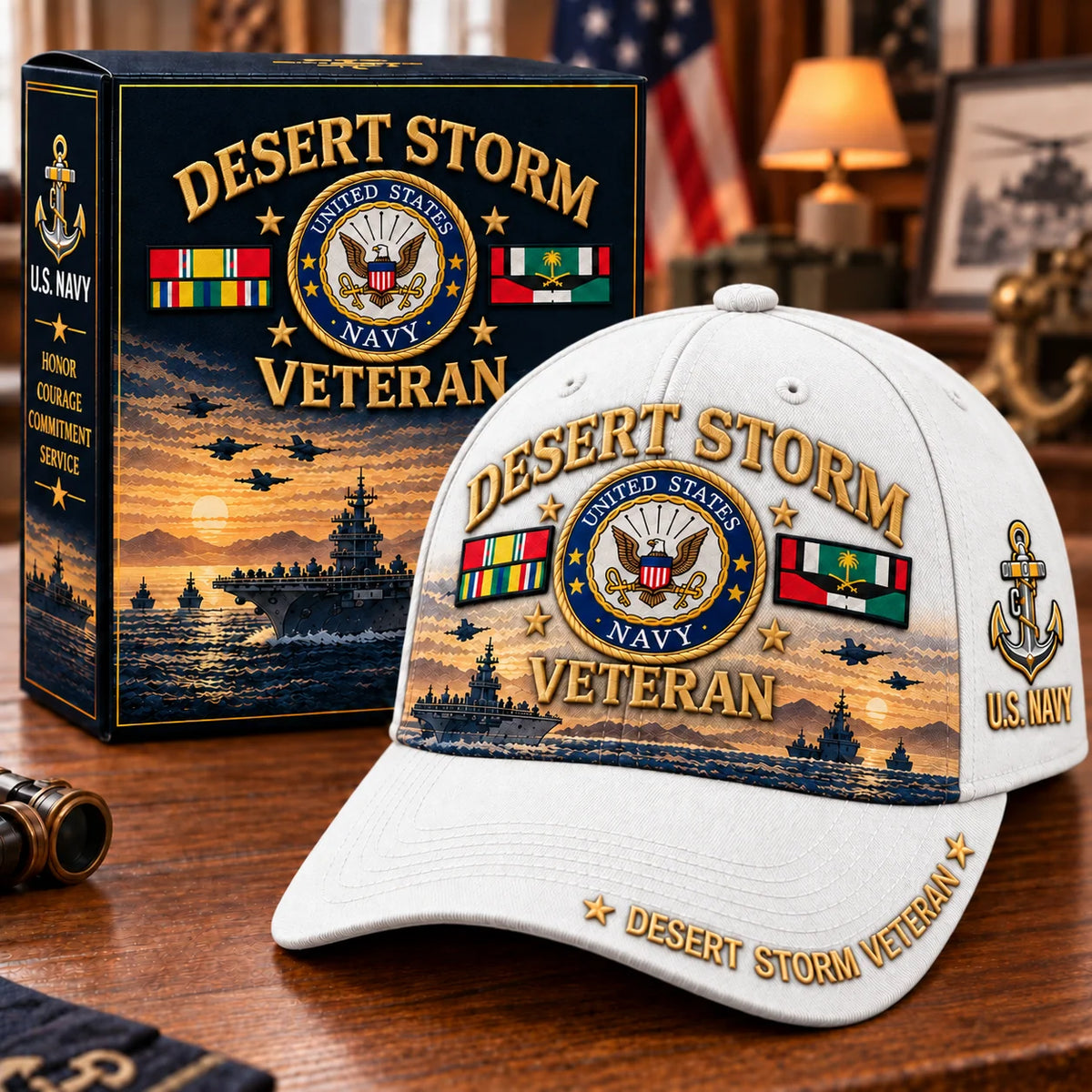 Veteran Baseball Cap Desert Storm Tribute Adjustable Fit Curved Brim