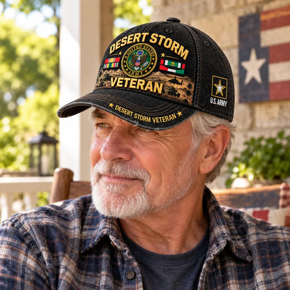Veteran Baseball Cap Desert Storm Tribute Adjustable Fit Curved Brim