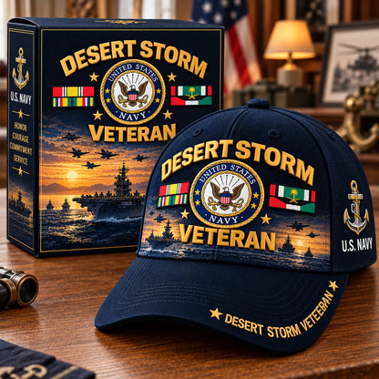 Veteran Baseball Cap Desert Storm Tribute Adjustable Fit Curved Brim
