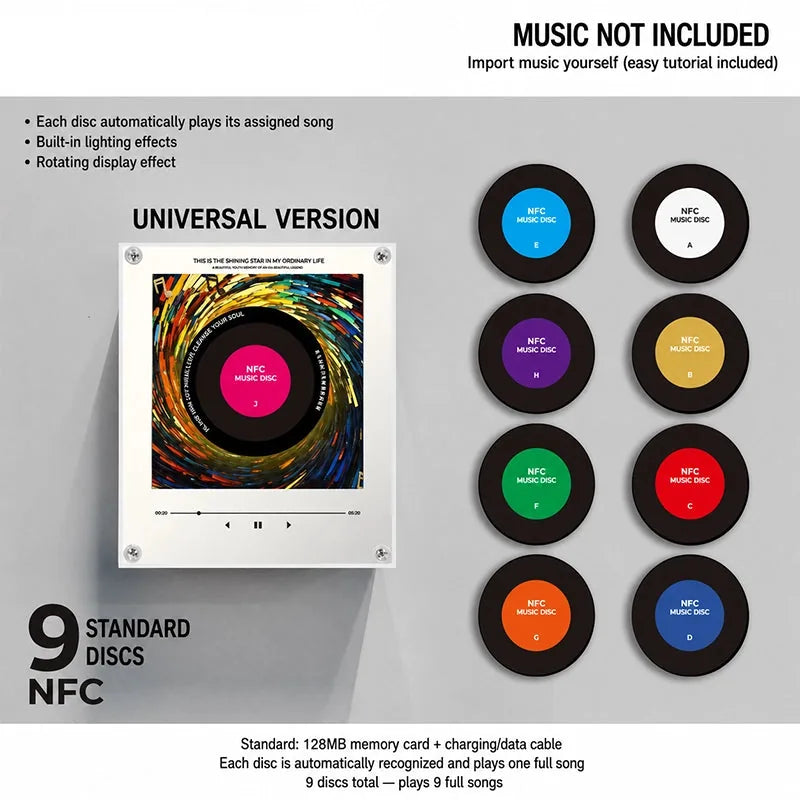 Vinyl Record Night Light Rotating NFC-Activated Magnetic Mount
