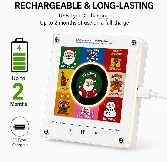 Vinyl Record Night Light Rotating NFC-Activated Magnetic Mount