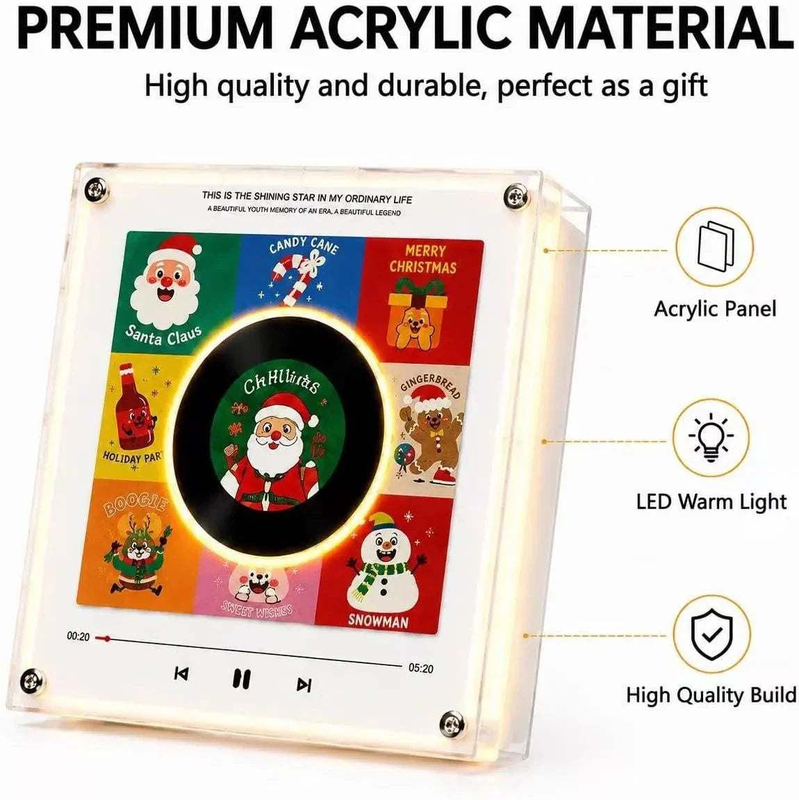 Vinyl Record Night Light Rotating NFC-Activated Magnetic Mount