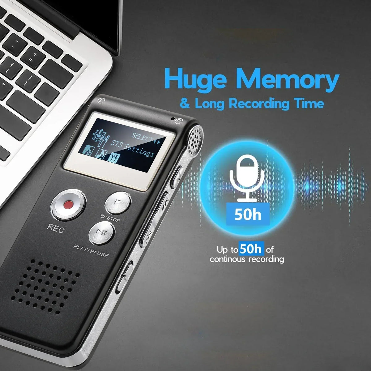 Voice Recorder Voice-Activated WAV Compact Design