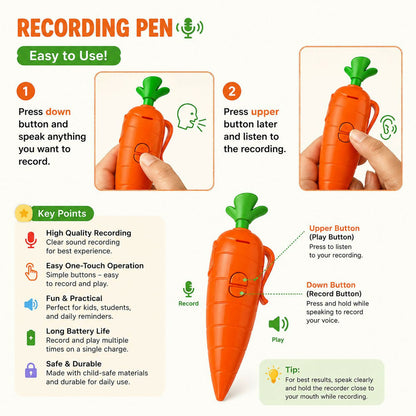 Voice Recording Pen Carrot-Shaped One-Button