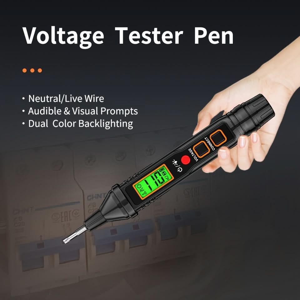 Voltage Tester Pen Non-Contact LCD Display 12–300V AC