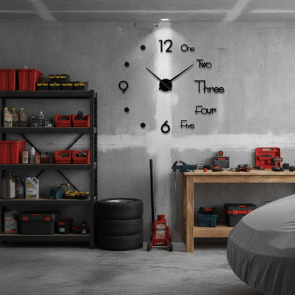 Wall Clock 3D Acrylic Silent Quartz Movement Drill-Free Installation