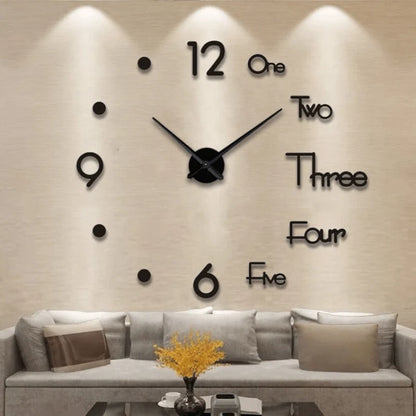 Wall Clock 3D Acrylic Silent Quartz Movement Drill-Free Installation
