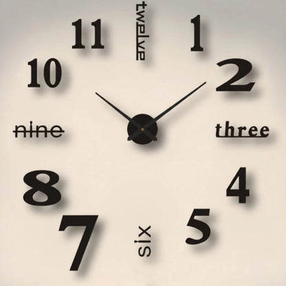 Wall Clock 3D Acrylic Silent Quartz Movement Drill-Free Installation
