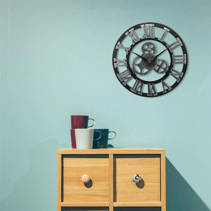 Wall Clock Industrial Metal Case & Glass Cover