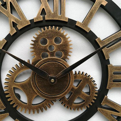 Wall Clock Industrial Metal Case & Glass Cover