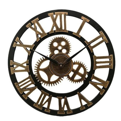 Wall Clock Industrial Metal Case & Glass Cover