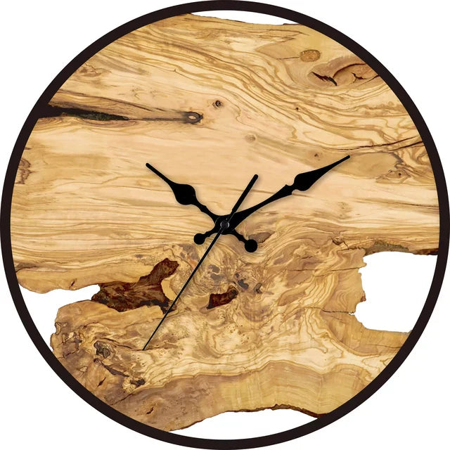 Wall Clock Natural Wood & Resin Silent Quartz