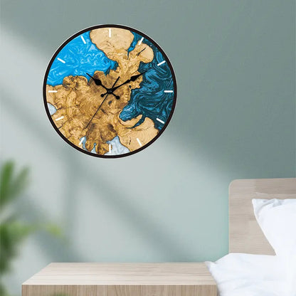 Wall Clock Natural Wood & Resin Silent Quartz