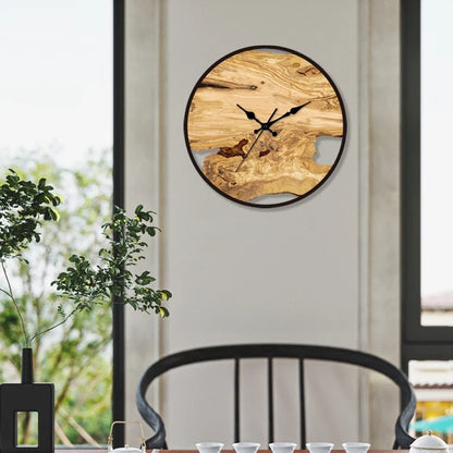 Wall Clock Natural Wood & Resin Silent Quartz