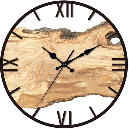 Wall Clock Natural Wood & Resin Silent Quartz