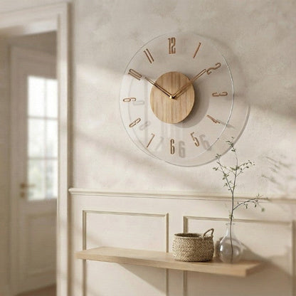 Wall Clock Natural Wood Silent Quartz 35cm