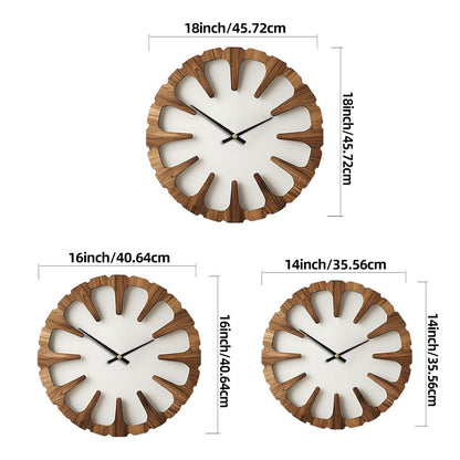 Wall Clock Open-Carved Wood-Style Silent Movement